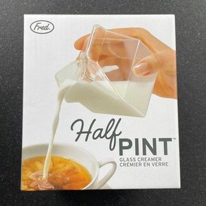 NIB glass half pint creamer pitcher carton